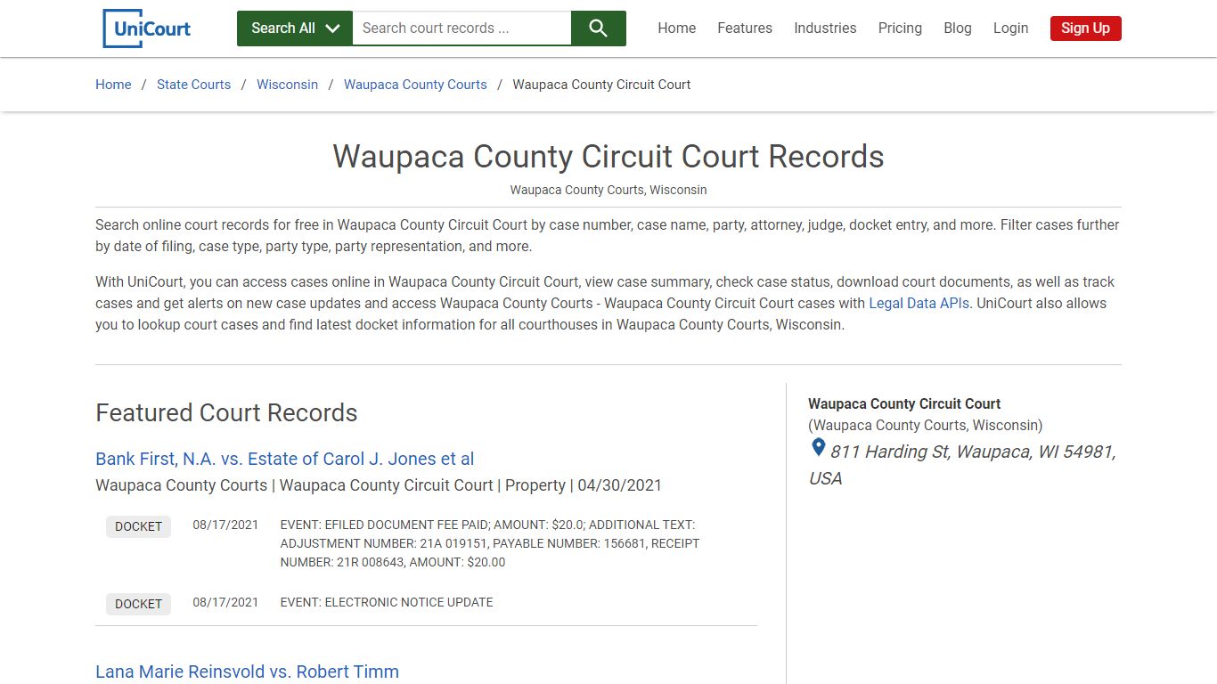 Waupaca County Circuit Court Records | Waupaca | UniCourt