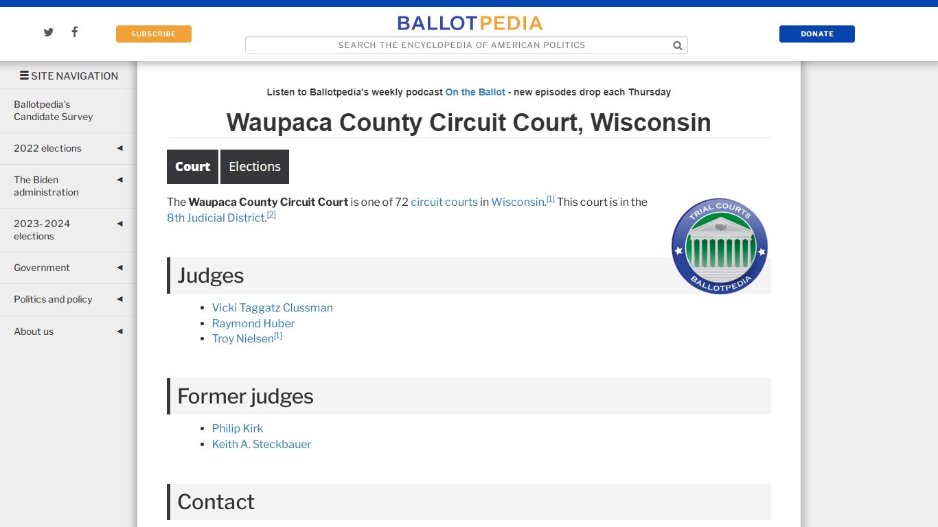 Waupaca County Circuit Court, Wisconsin - Ballotpedia